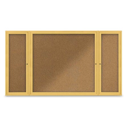 United Visual Products Indoor Enclosed Combo Board, 48"x36", Gold Frame/Green & Cork UVCB4836G-GREEN-CORK